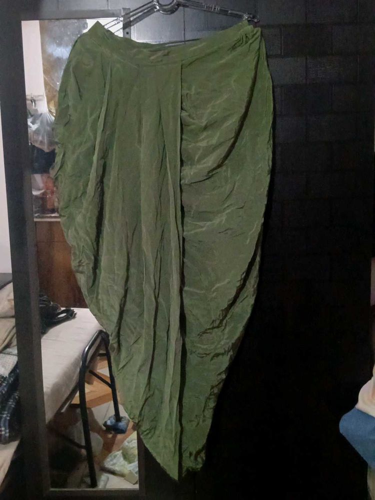 Olive Green Dhoti Style Skirt