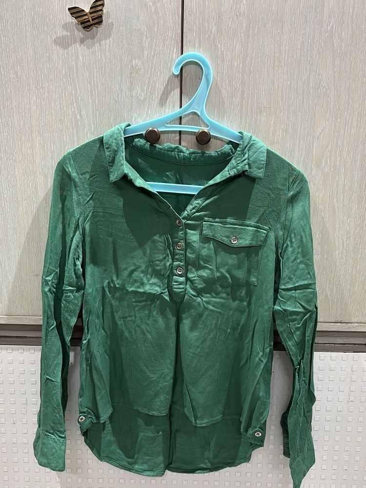 Stylish Green Long Sleeve Tunic