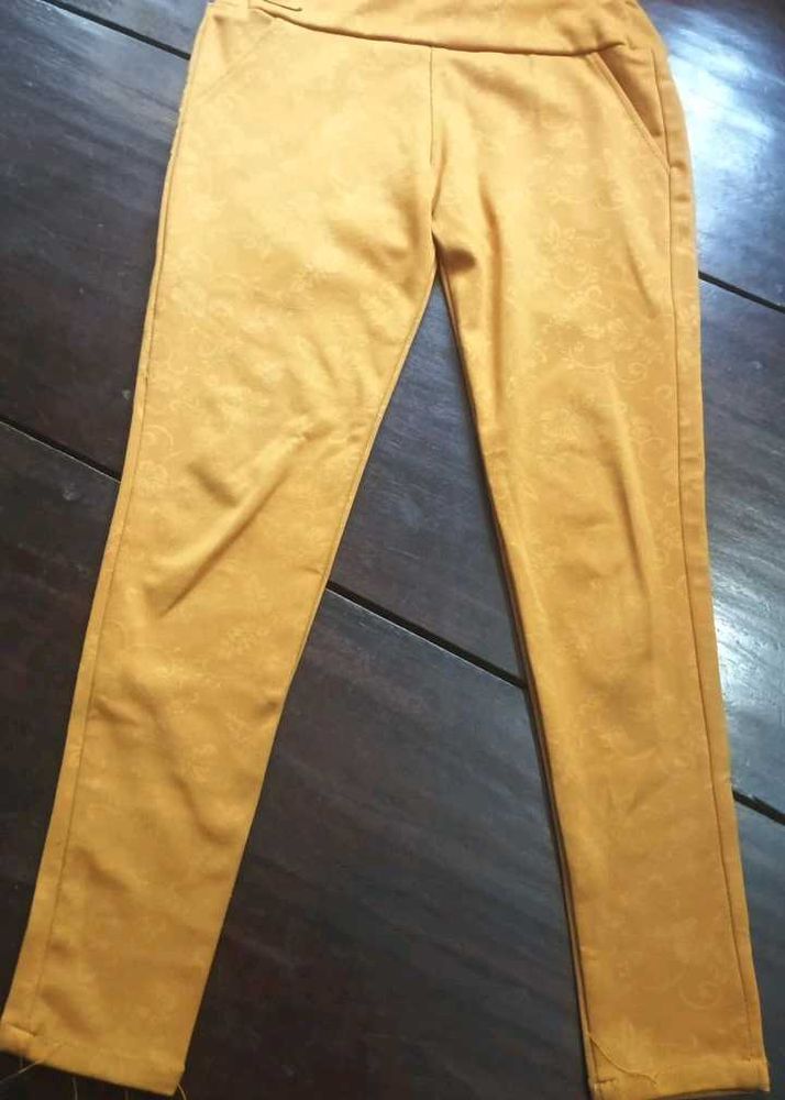 Mustard Yellow Patterned Pants