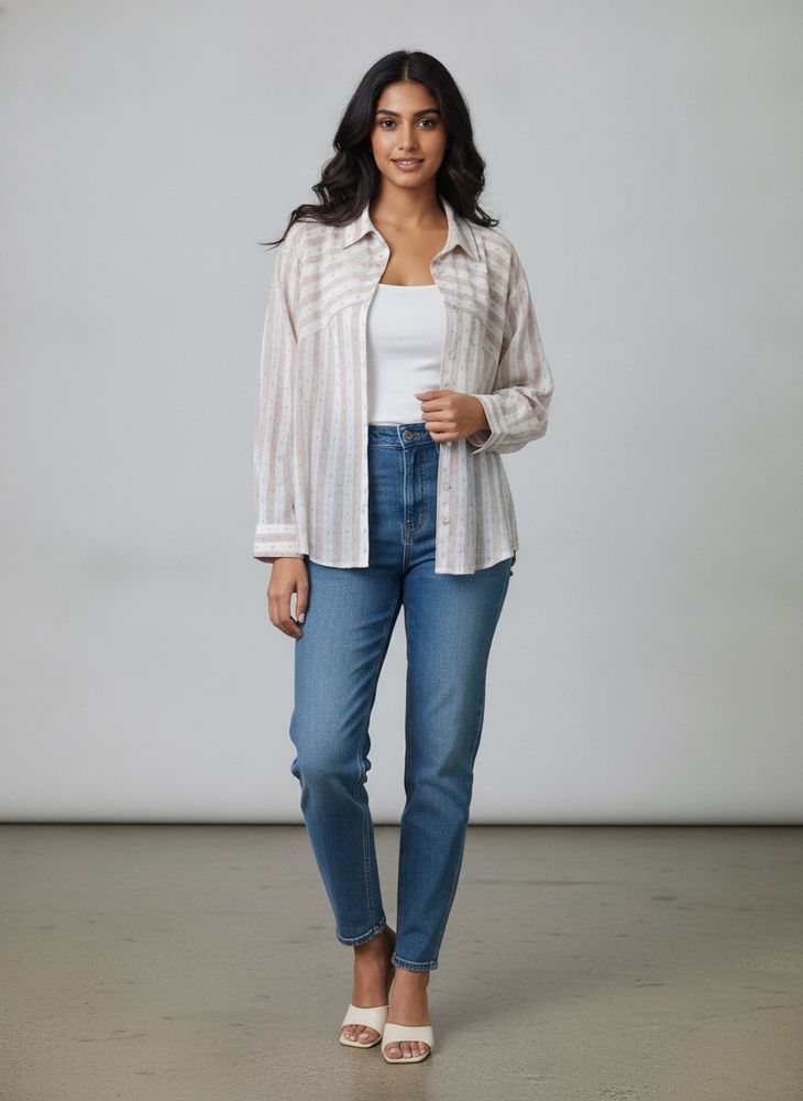 Striped Button-Down Top