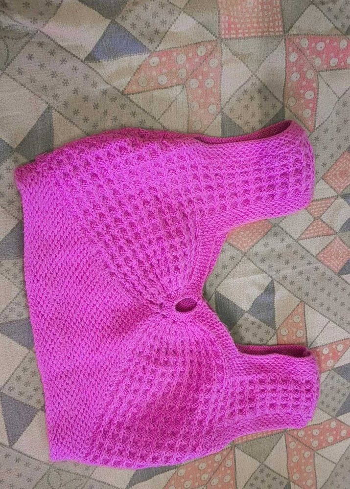 Bright Pink Knit Sweater Vest