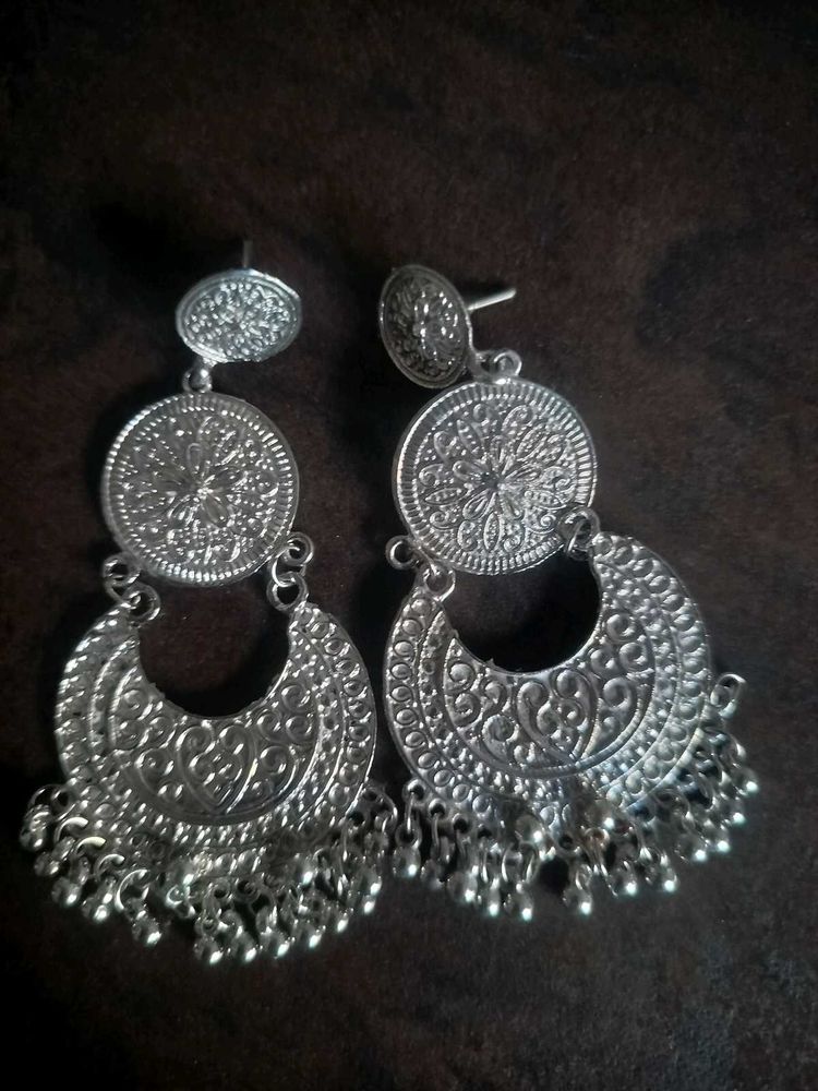 Exquisite Oxidized Silver Jhumkas