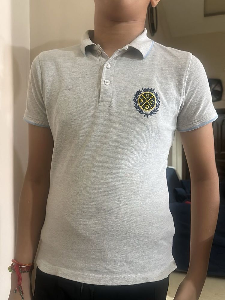kids Grey Polo T-Shirt