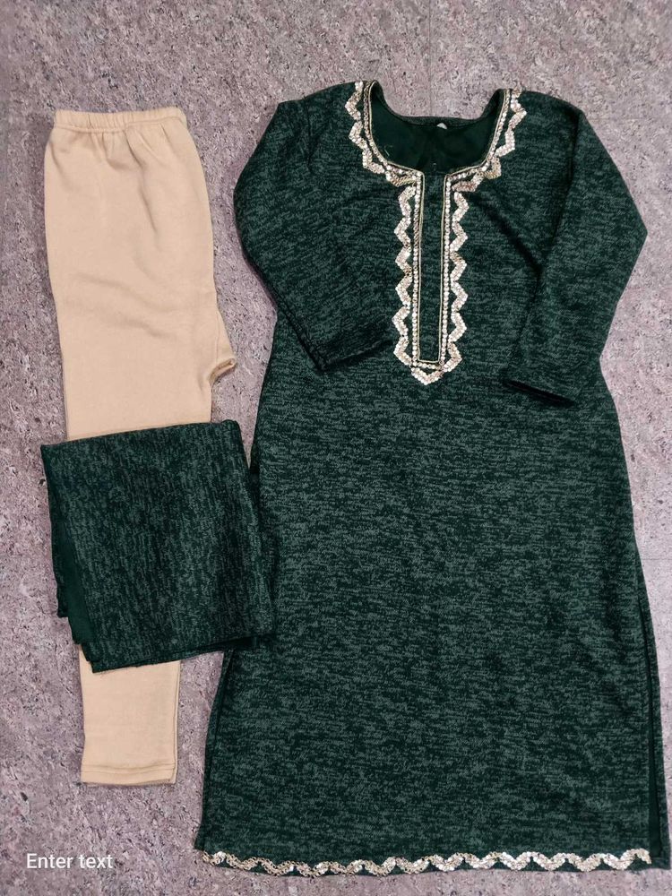 New Woolen Suit With Wider STOLE Embroidered