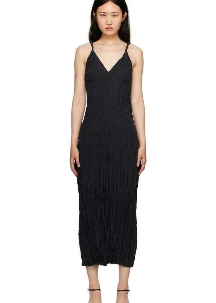 Black Textured Midi Dress