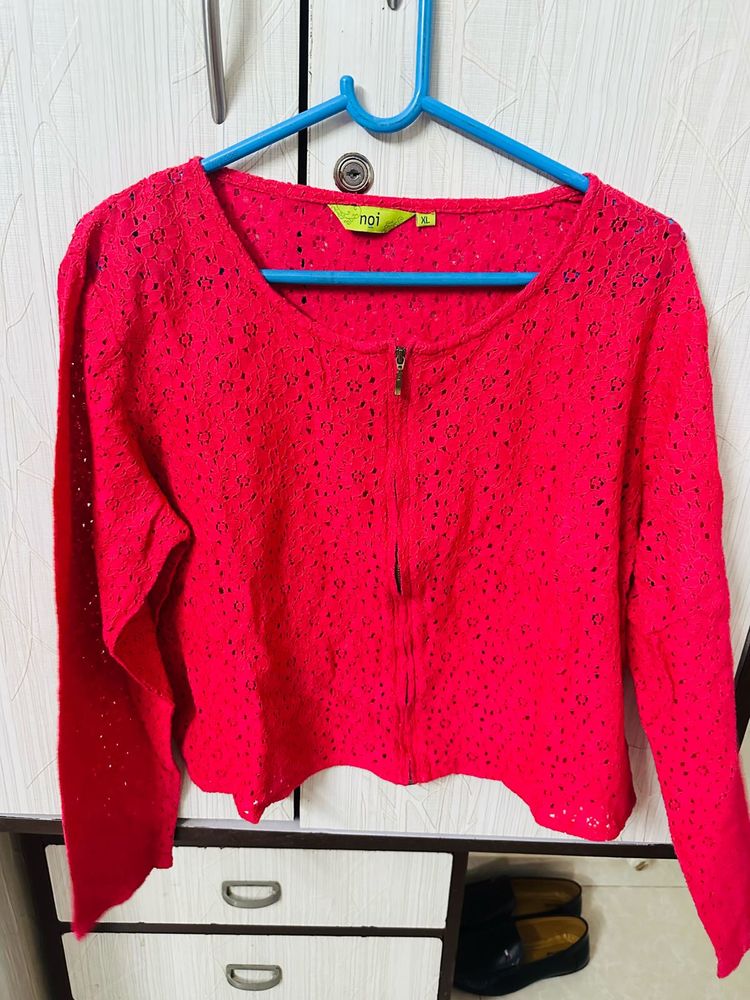 Stylish Pink Knit Cardigan