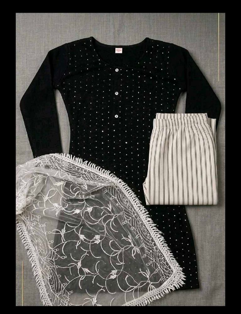 Elegant Black Kurta Set with Dupatta