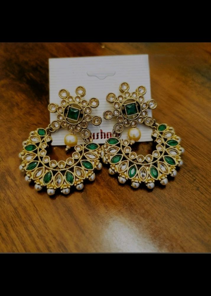 Jadau Polki Earring JHUMKA Chand Baali