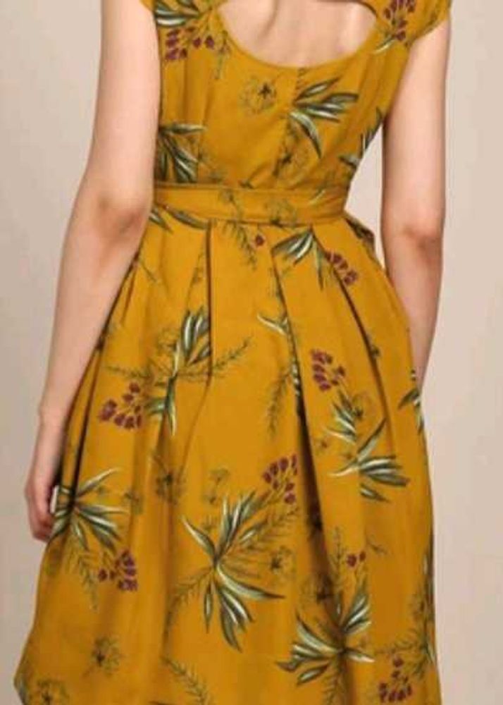 Mustard Colour Fit And Flare Dress