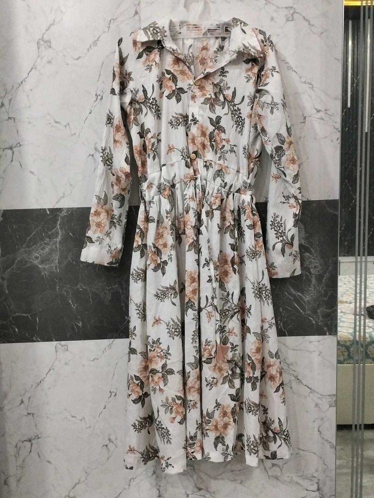 Floral Print Long Sleeve Midi Dress