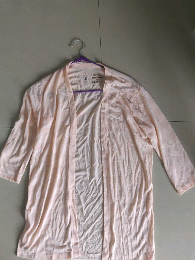 Peach Open-Front Cardigan