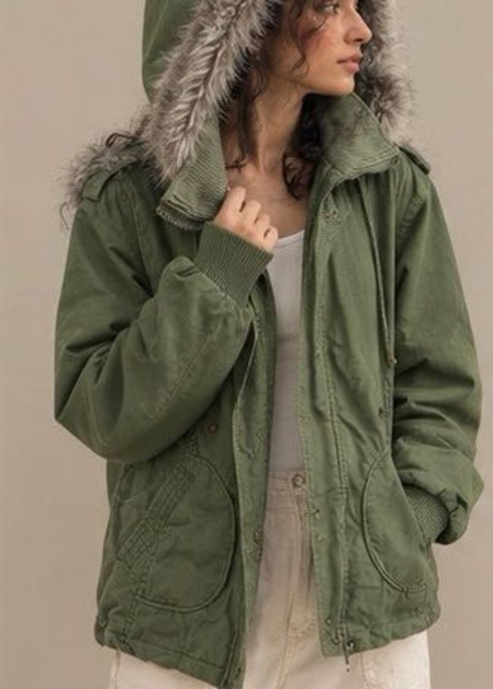 Women's Warm Removable Hood Jacket