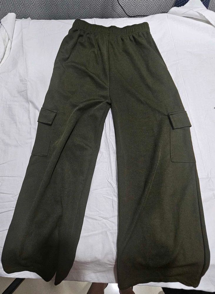 Olive Green Cargo Wide Leg Pants