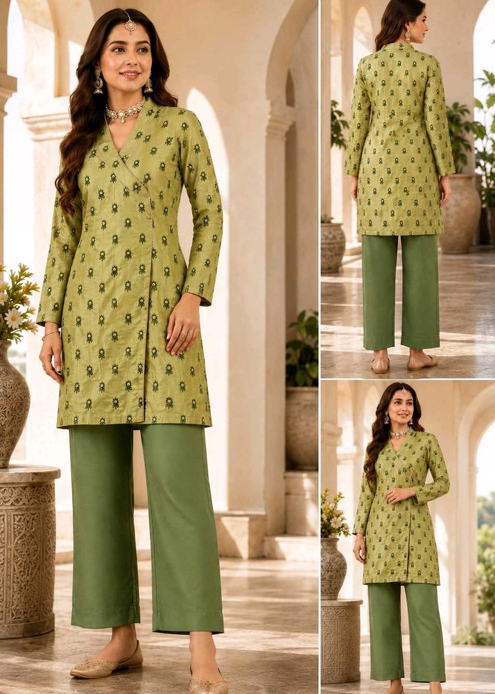 Green Printed Kurta with Palazzo Set