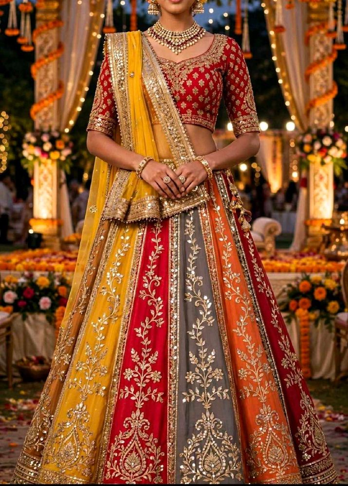 Stunning Multi-Color Embroidered Lehenga Choli