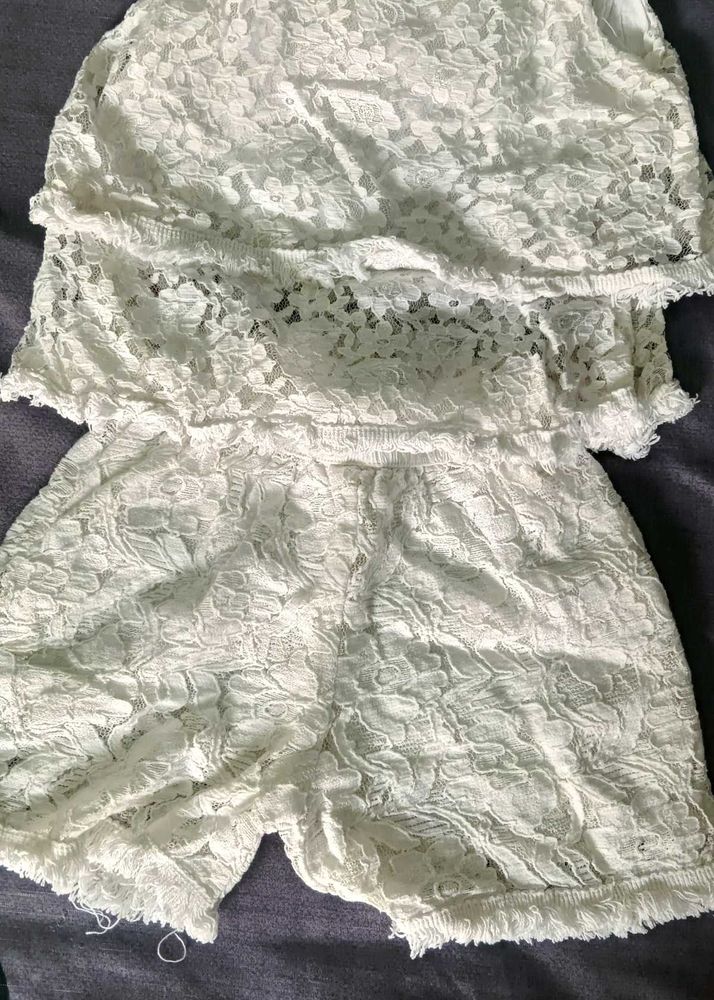 White Lace Two-Piece Set