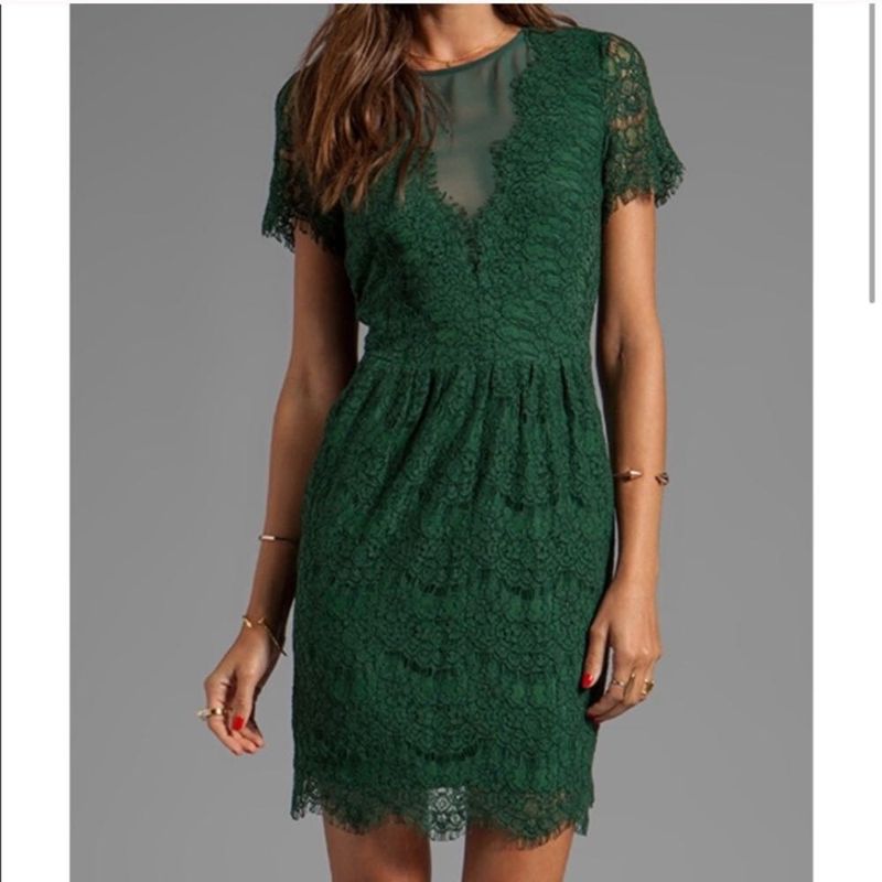 Emerald Green Lace Mini Dress