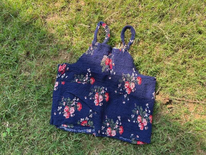Navy Blue Floral Top
