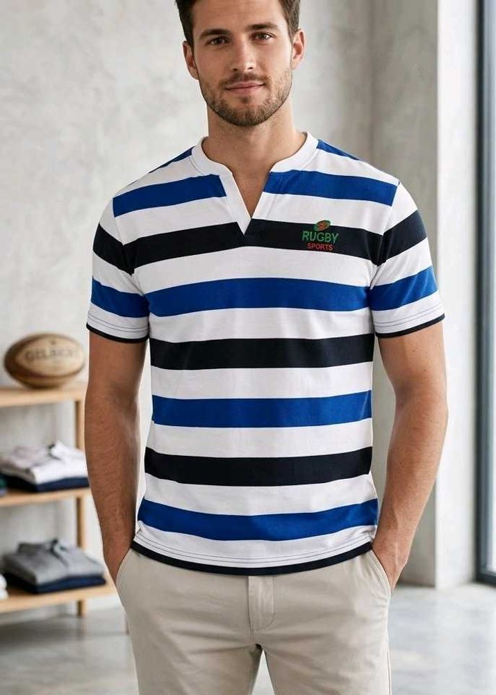 Classic Rugby Sports Striped Jersey