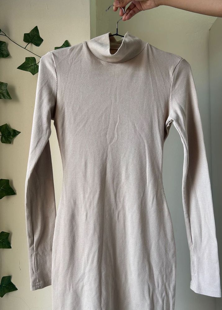 Ribbed Turtleneck Mini Dress