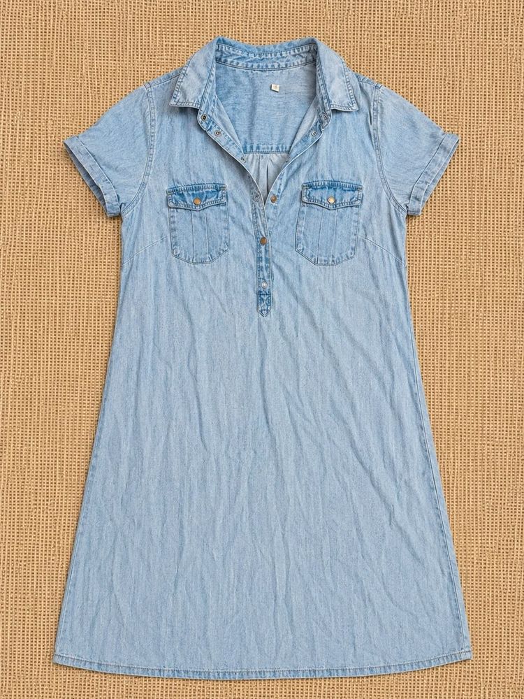 Light Wash Denim Shirt Dress