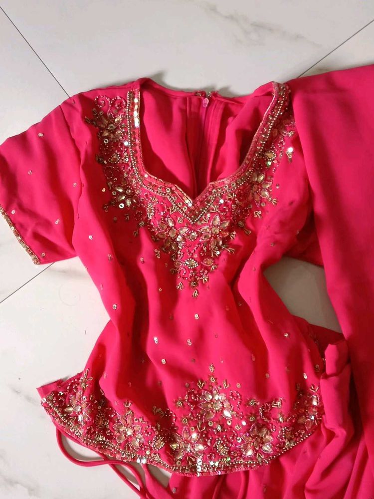 beadedd Pink lehanga only