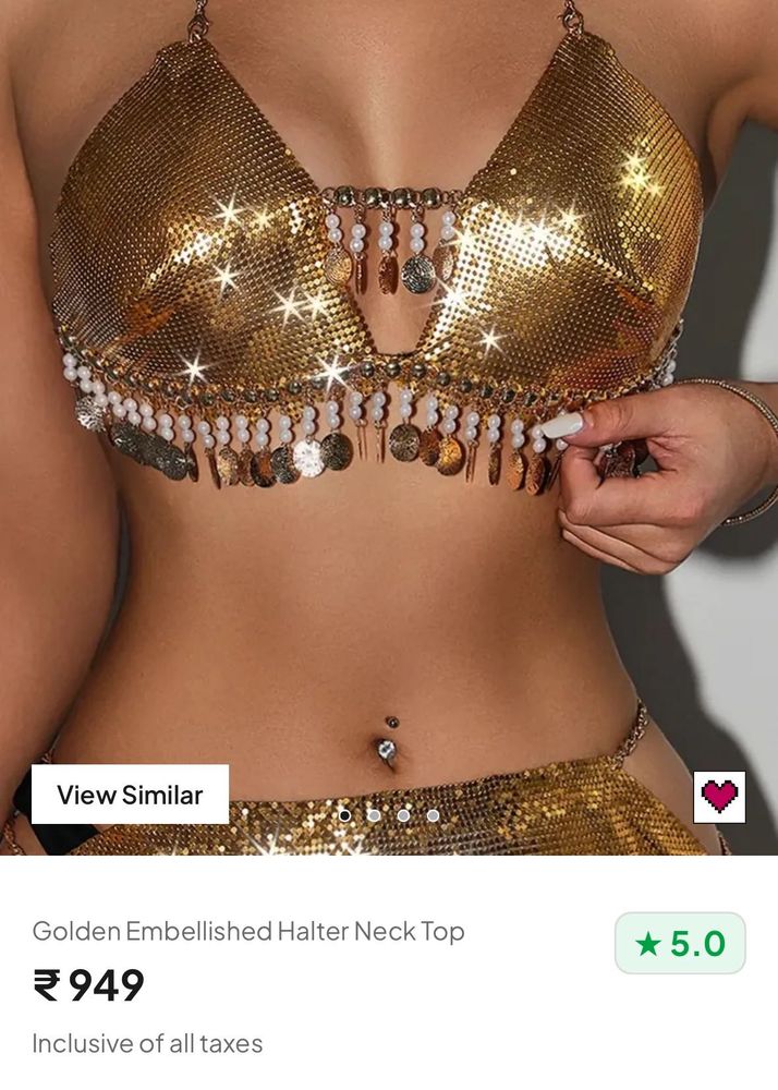 Golden Sequined Top with Coin Embellishment