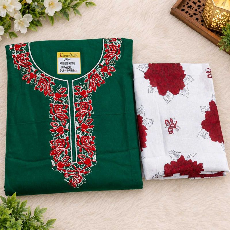 Embroidered Green Kurta Set with Dupatta