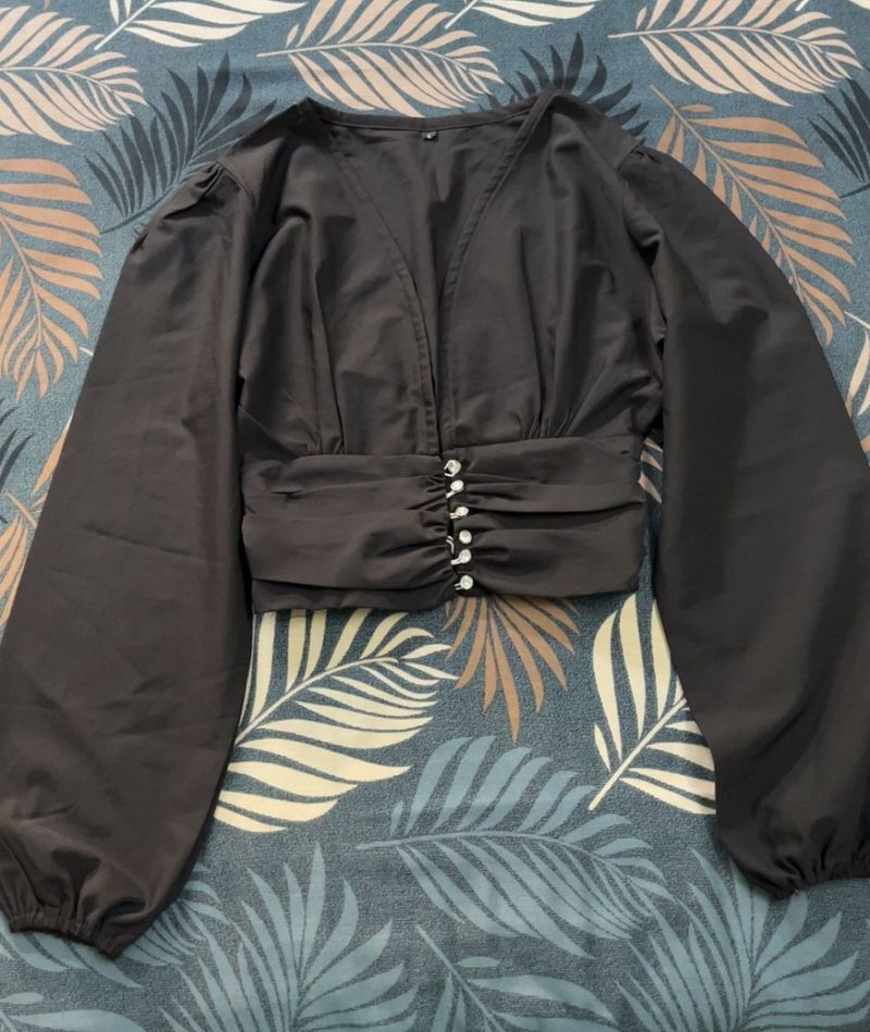 Chic Black V-Neck Blouse