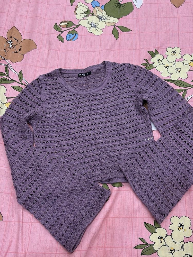 Stylish Purple Crocheted Top