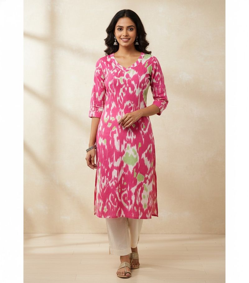 Designer Pink Printed Kurta