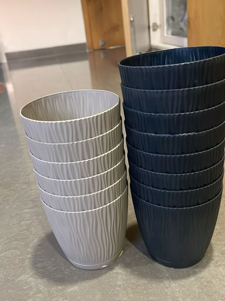 Set of 14 Decorative Plant Pots