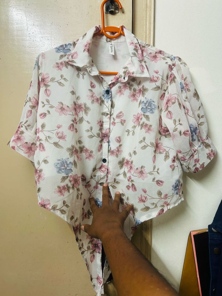 womens cute floral fish cut top