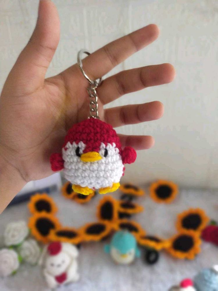 Crocheted Penguin Keychain