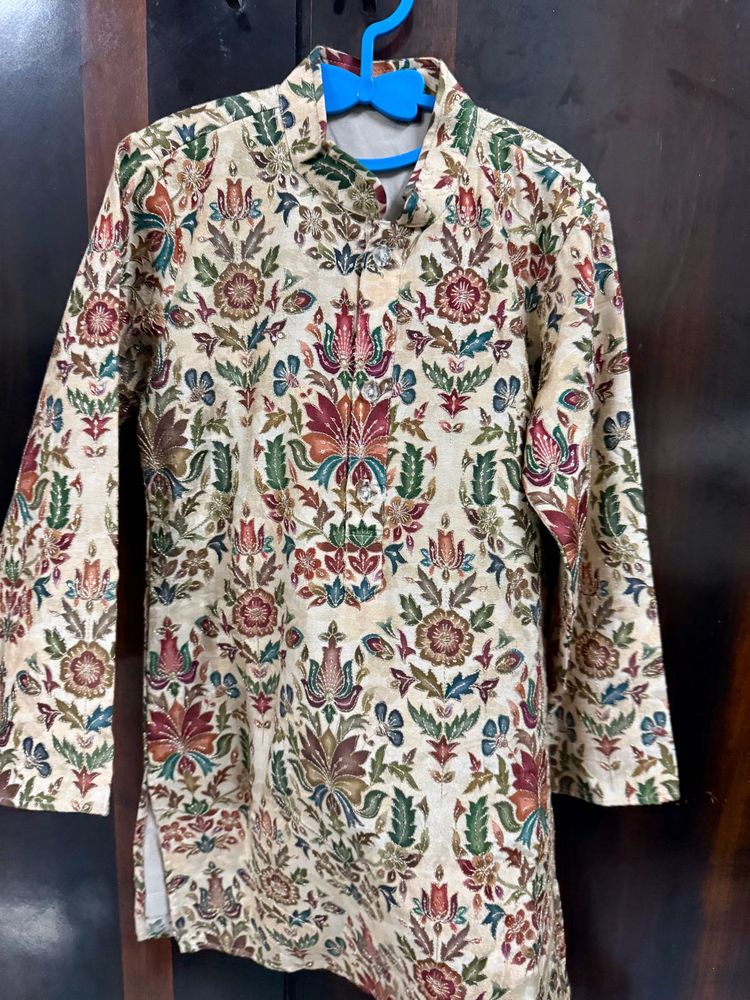 kids boys  Floral Print Embroidered Kurta