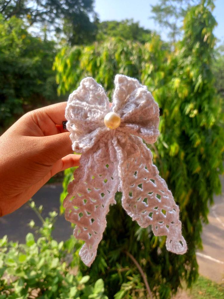Handmade Crochet Bow Hair Clip
