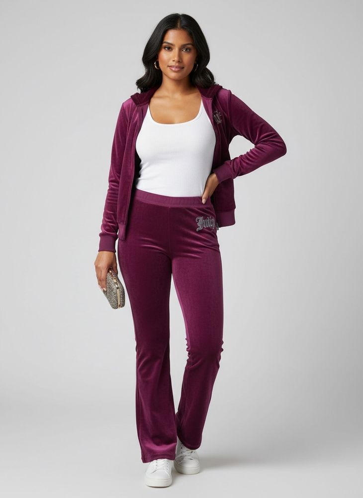 Juicy Couture Flare Track Pants With Gray Logo