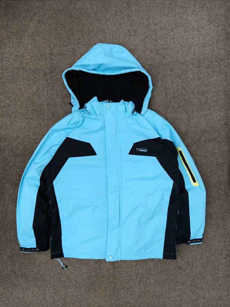 Light Blue Hooded Ski Jacket