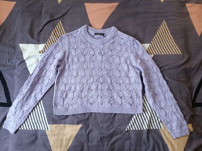Lilac Cropped Knit Sweater