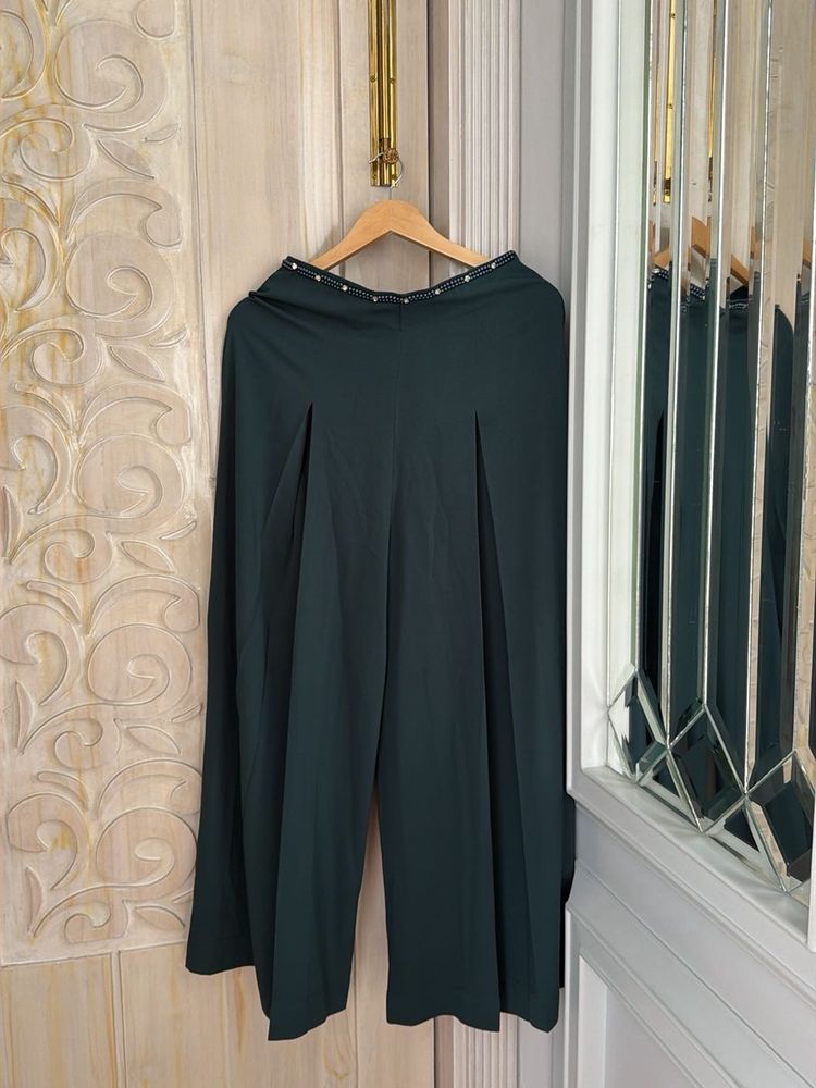 bottle green flared pants