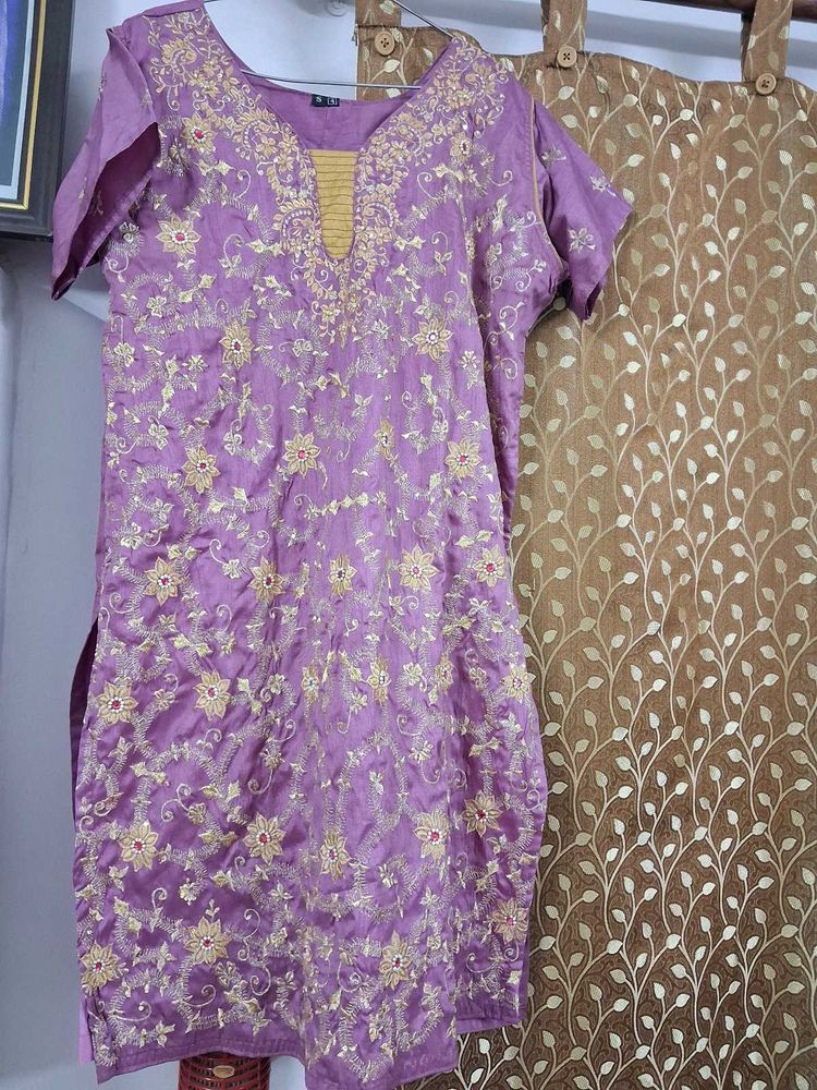 Beautiful Purple Embroidered Suit