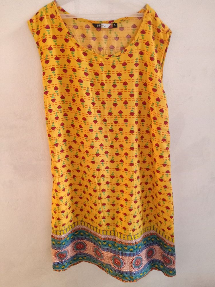 Yellow Printed Kurti