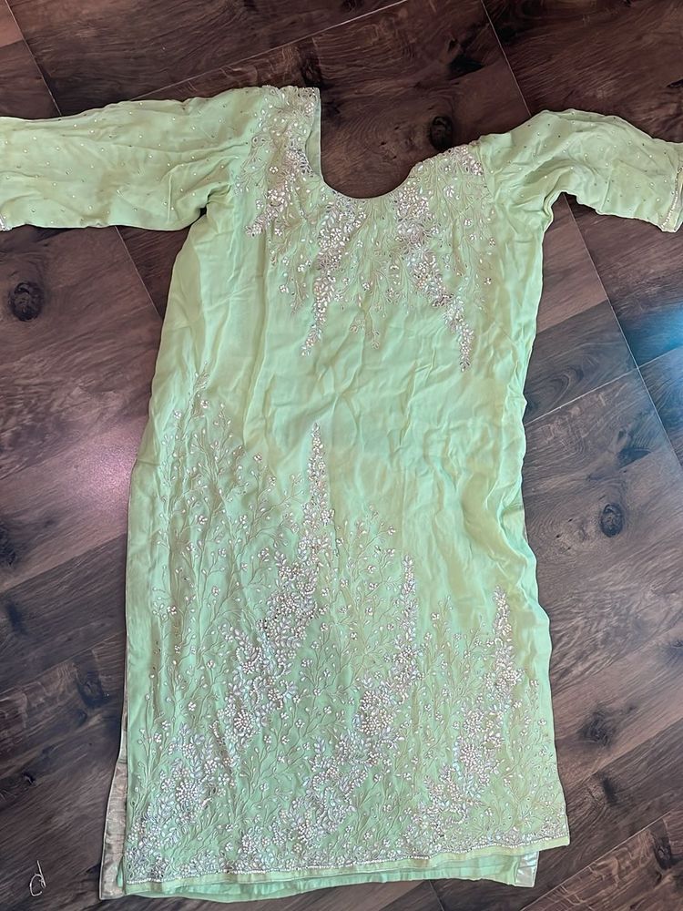 Light Green Embroidered Kurta and dupatta