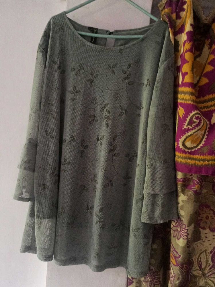 Elegant Grey Printed westernTop