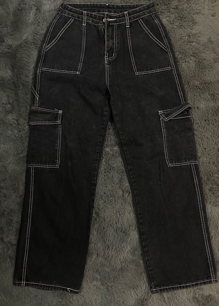 Black Cargo Jeans