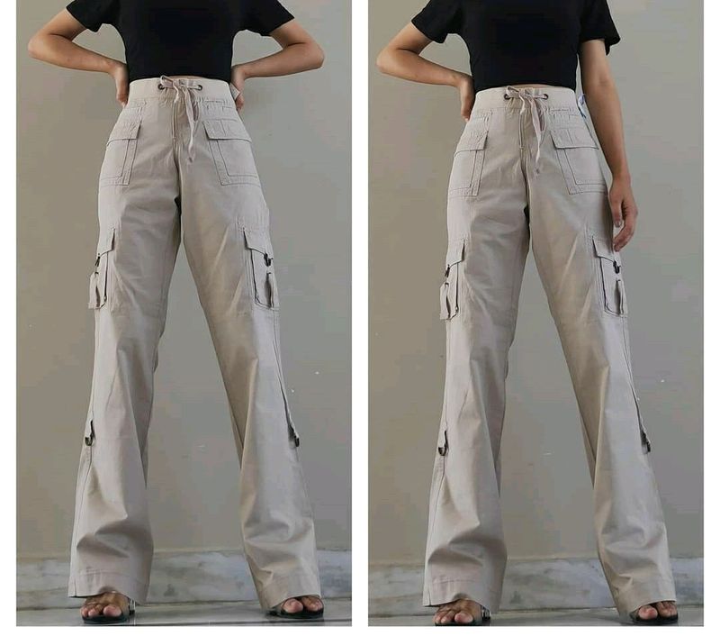 cargo beige coloured high waisted pant
