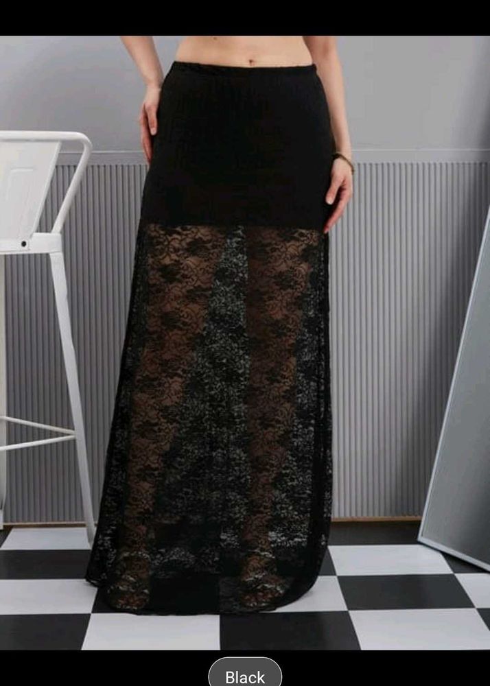 Elegant Black Lace Maxi Skirt