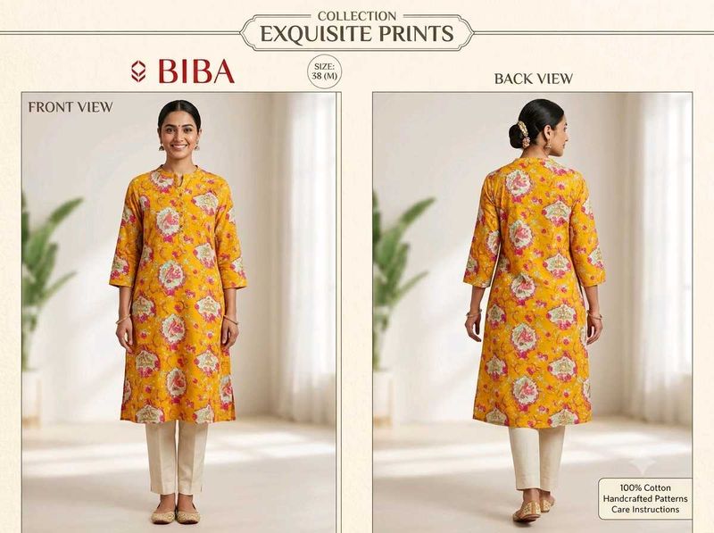 Elegant BIBA Yellow Kurti