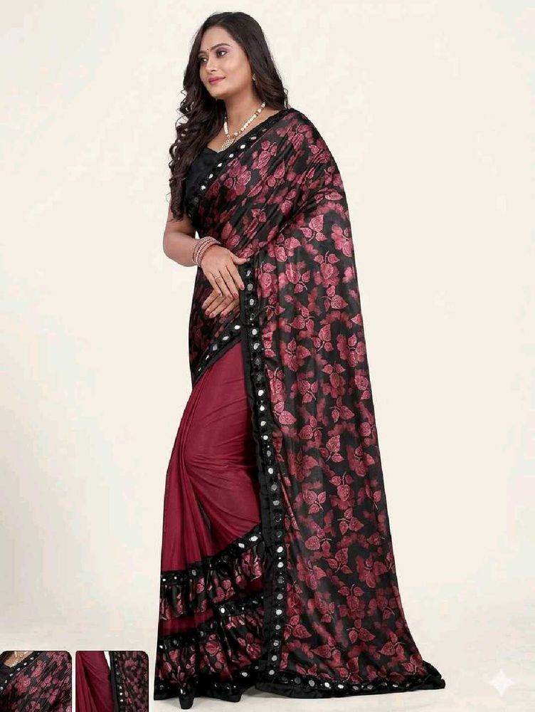 Elegant Maroon &amp; Black Saree
