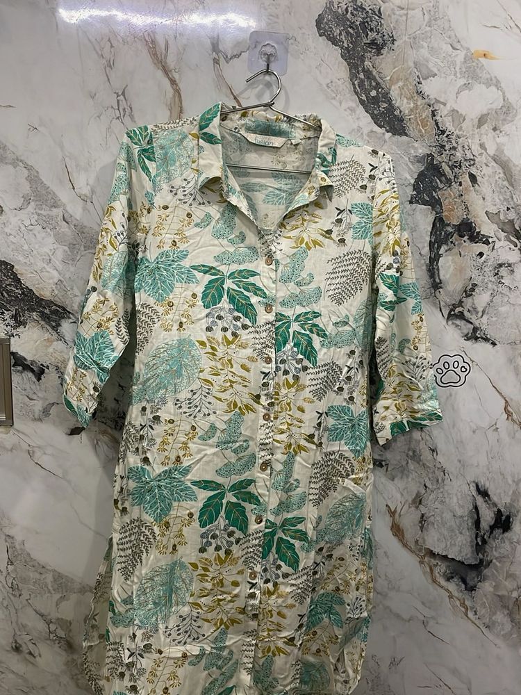 Green Floral Print Kurta